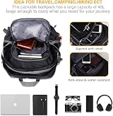 Loocower 45L Lightweight Foldable Backpack Black 45L Daypack Hiking view 5