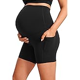 CRZ YOGA Butterluxe Maternity Biker Shorts Pockets 5" - Over The Belly Pregnancy Womens Yoga Workout Athletic Buttery Soft