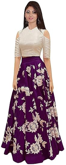 Titos Womens Bangalori Silk Semi-stitched Lehenga Choli