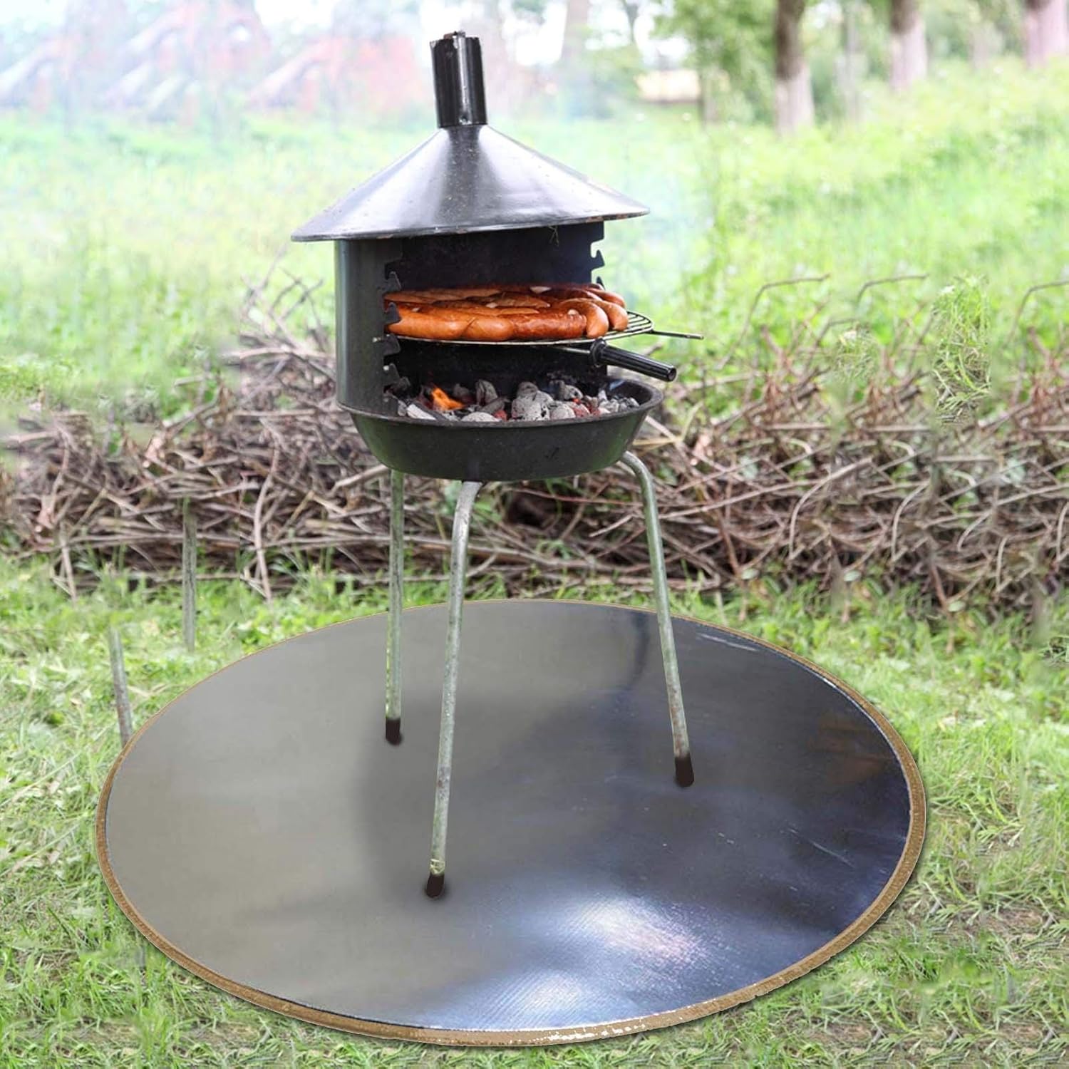 mollylower Round Under Grill Splatter Mat (36”), Large Non