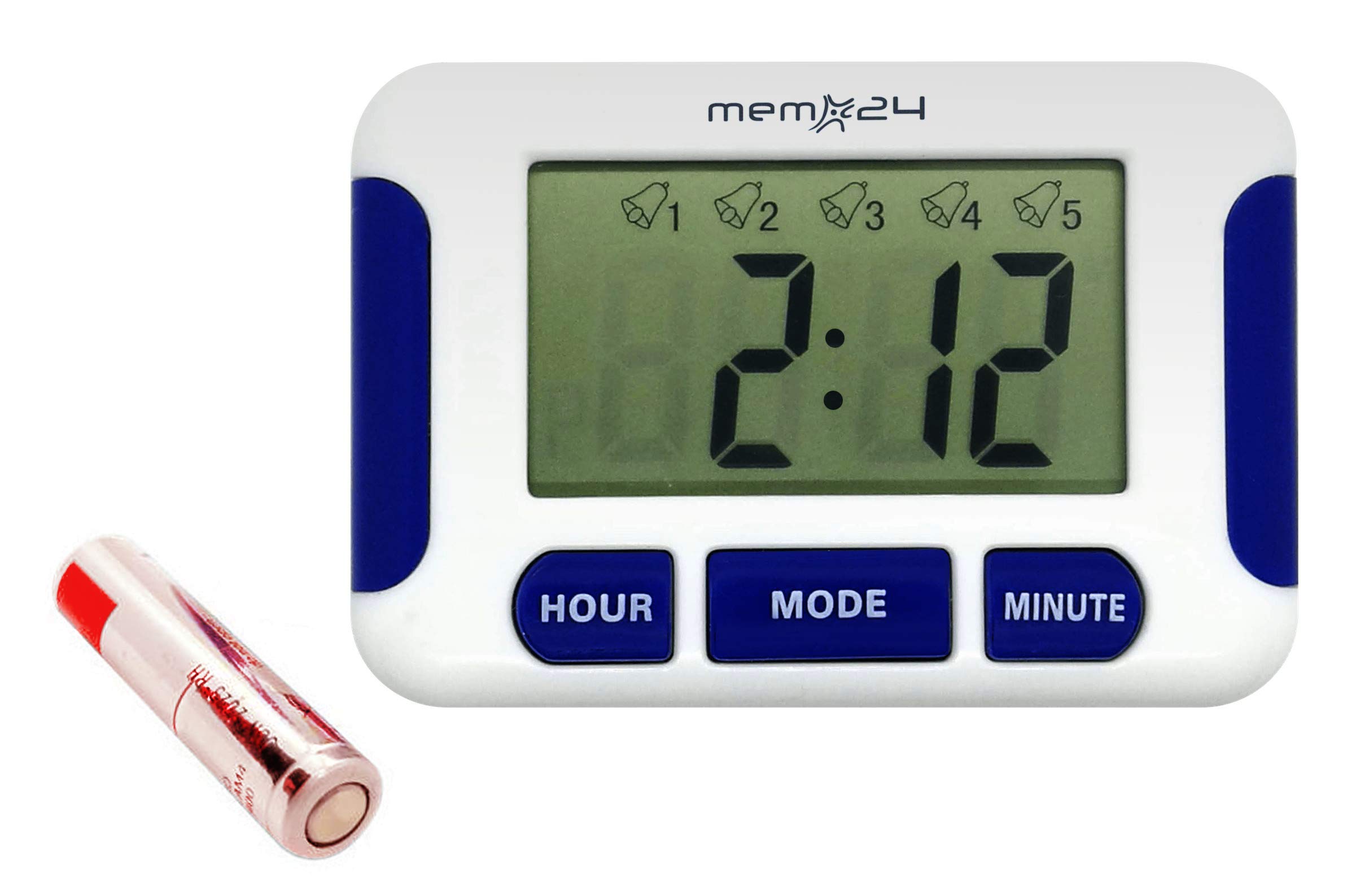 Multiple Alarm Medication Pill Reminder, Five (5) Daily Alarms, Battery