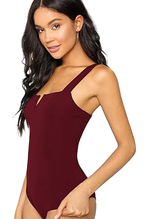 DIDK Damen Bodysuit Schulterfrei Einfarbig Ärmellos Sexy Bodys