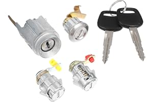 X AUTOHAUX Ignition Switch Door Lock Cylinder with Key for Toyota Pickup Hilux LN80 LN85 LN90 LN105 LN108 69058-60041 D2191608 1 Set
