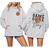 Migxsaf Basketball Hoodie Mom Game Day Sweatshirts for Women Mama Funny Sweatshirt Gifts Graphic Hoodies Vintage Pullover