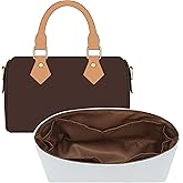OAikor Purse Organizer Insert Compatible with lv Speedy Nano and More, Ultra-light Waterproof Dupont Paper Mini Bag Insert with 8 Compartments (White&Brown, Nano)