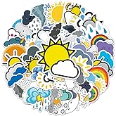 Graphic Weather Icon Vinyl Stickers, 50 PCS Waterproof Flat Symbol Decals for Laptops, Scrapbooking, Journals, Notebooks, Water Bottles, Suitcases, Phones & DIY Decor