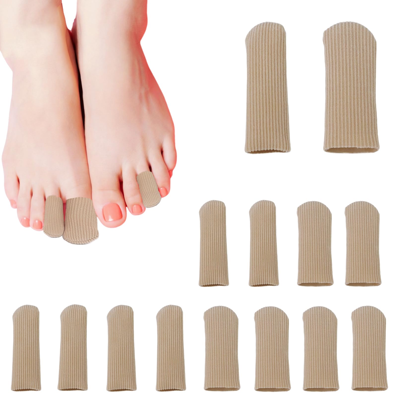 Photo 1 of 12 Pcs Toe Protectors Fabric Sleeve Toe Caps Closed Toe Surface, Soft Prevent Corn Callus Relief Pain for Men and Women (Size Large + Size Medium)