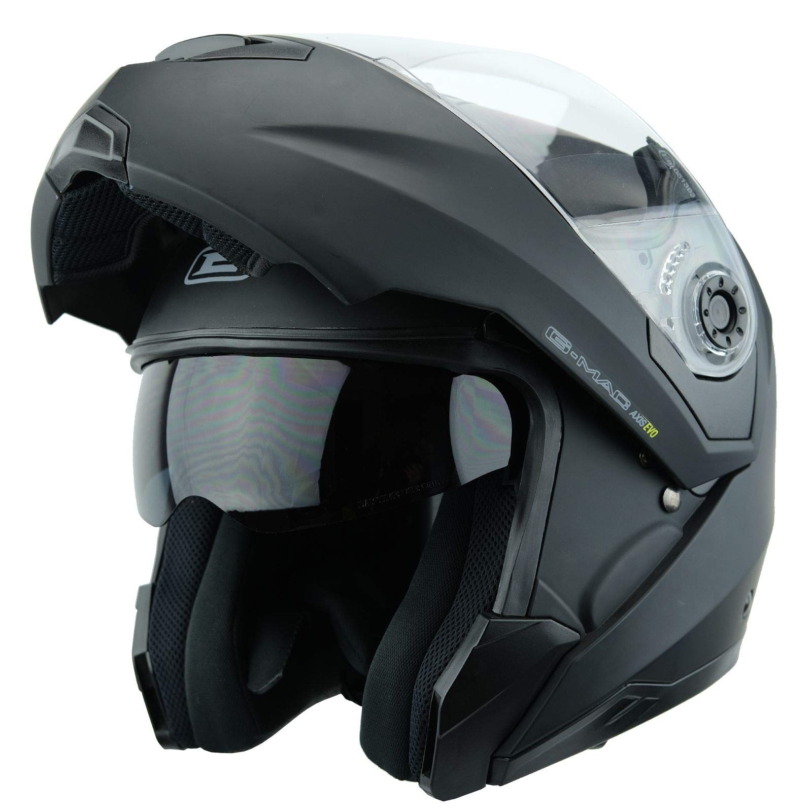 G-MAC Axis Evo Flip Front Up Motorcycle Helmet (Satin Black, XL)