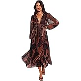 Petal & Pup Womens Blayze Long Sleeve Maxi Dress - Brown Print