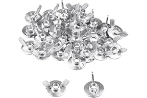 Baudelun 50 PCS 1/4”-20 Sliver Wing Nuts,Zinc Die Casting Wing Nut Butterfly Nut Fastener Parts, Hurricane Screw Manual Twist Tightening Ear