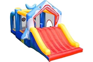INFLATEFLY Bounce House, Kids Bounce House with Slide, Ball Pit, Inflatable Bouncer Castle for Toddlers & Children 3-8, Jumper Shark Bouncy House, Wet or Dry Indoor Outdoor Playground