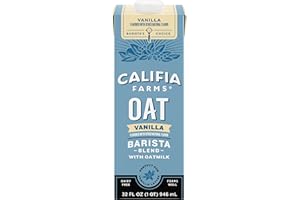 Califia Farms - Vanilla Oat Barista Blend Oat Milk, 32 Oz, Dairy Free, Vegan, Plant Based, Gluten Free, Non GMO, Milk Frother, Coffee Creamer