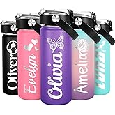 DOCRAGI Personalized Water Bottles for Kids, Custom Water Cups with Name and 25 Icon Engraved, 18 oz - 16 Colors, Double Wall Insulated BPA Free, Customize Valentines Gifts for Girls Boys (Engraved)