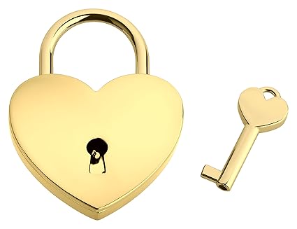 Liebesschloss In Herzform ? | Herzschloss Mit Schlüssel & Samtsäckchen Als Liebesgeschenk | Gold | Ohne Gravur