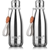 Mollcity Kids Water Bottle-9 oz Stainless Steel Vacuum Insulated Small Water Flask for Kids Back to School, Cola Shape Sports Water Bottle Leak Proof (Silver)