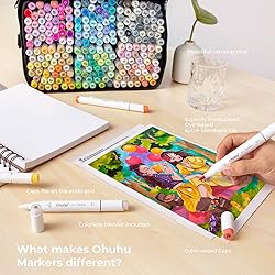 Ohuhu Refillable 320 Colors Alcohol Markers Brush