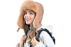 KAICAILA Trapper Hat with Faux Fur Linning Eskimo Windproof, Women Winter Warm Hats Men's Russian Ushanka Hunting Hat