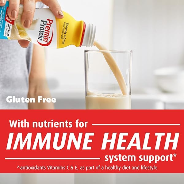PREMIER PROTEIN 30G PROTEIN SHAKE, BANANAS & CREAM, 30G PROTEIN, 1G SUGAR, 24 VITAMINS & MINERALS, NUTRIENTS TO SUPPORT IMMUNE HEALTH,11.5 FL OZ