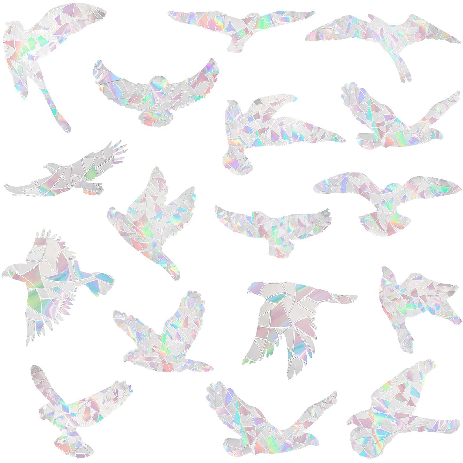Outus 20-Piece Bird Anti-Collision Window Clings: Reflective, Translucent, Vinyl, Bird Window Decals for Glass, Glass Doors, Tiles, Other Smooth Surfaces