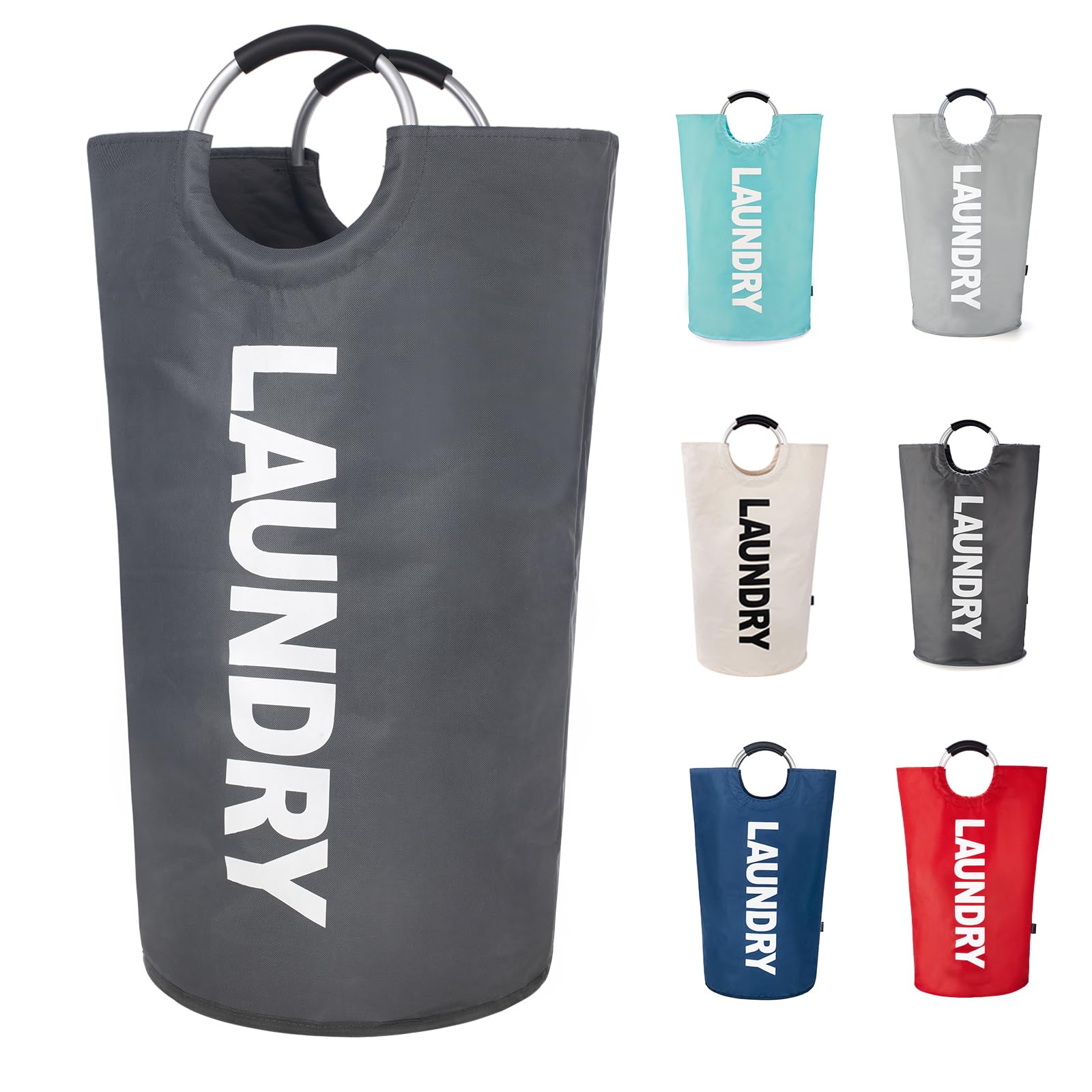 Twira 125L Pro XX-Large Laundry Baskets, Laundry Hamper Stands Up Well, Laundry Bag with Padded Handles, Waterproof Laundry Basket Collapsible, Clothes Hamper for College, Bathroom (Dark Grey)