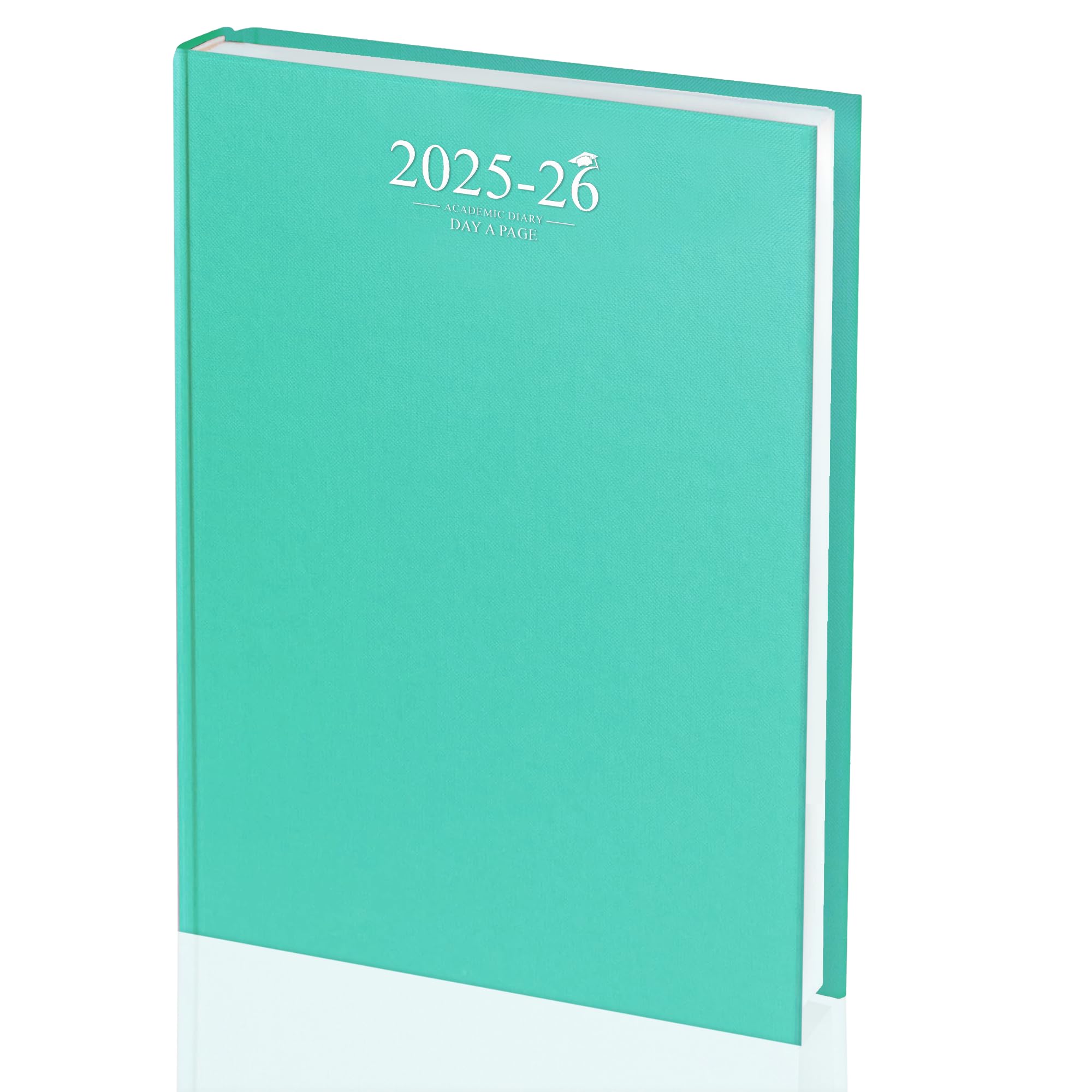 Academic Diary 2025-2026 A4 Day-A-Page School Planner for Students and Teachers Diary with Case Binding (Teal)