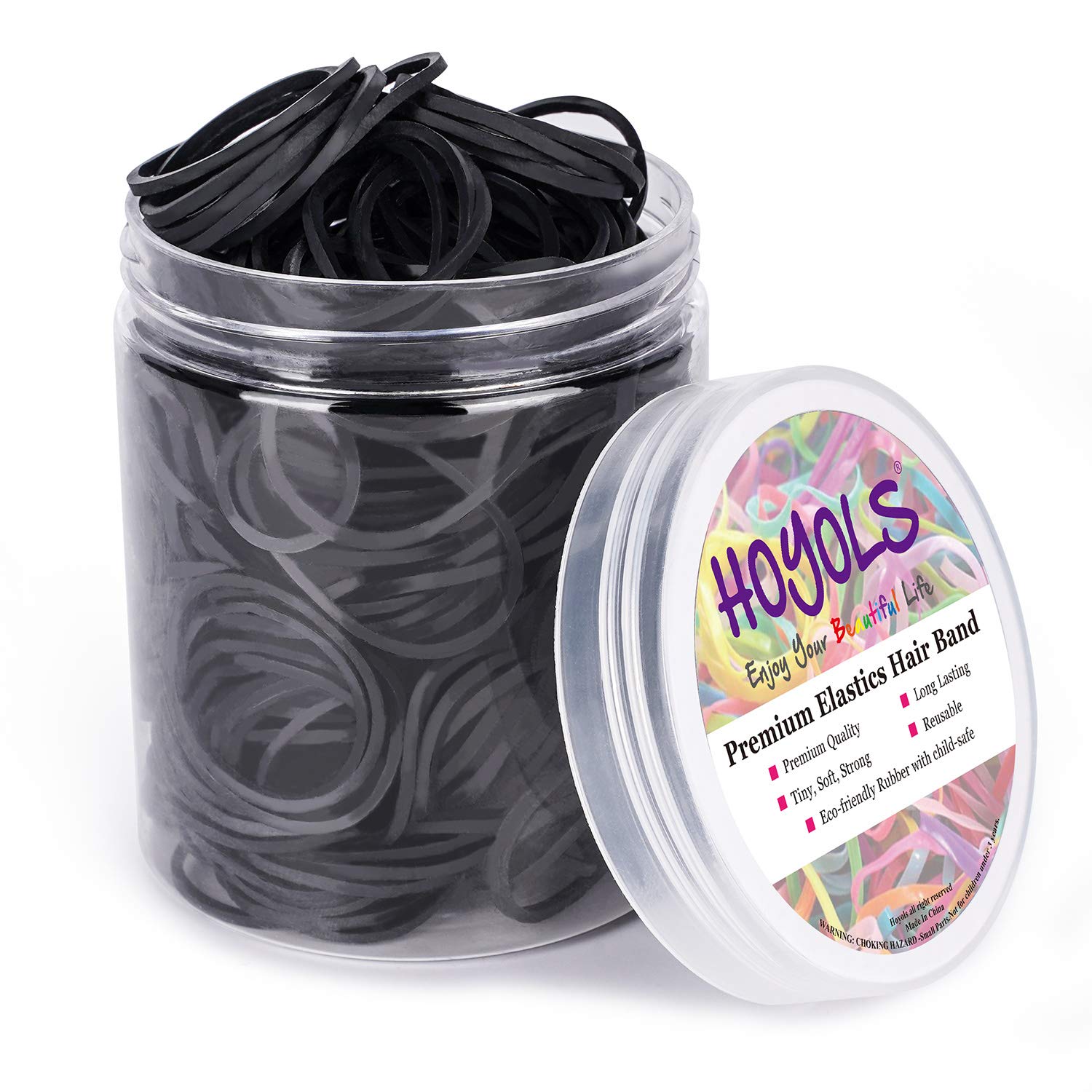 3CM Large Elastics Rubber Bands for Black Hair Ties Braiding Ponytail Holders Plastic Rubberbands for Women Girls Black Hair Crafts Office Supplier Money No Damage for 330 pcs (L) by HOYOLS