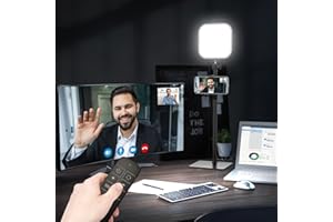 MOJIMDO Desk Lamp with Remote, 180 LED Video Conferencing Light with Phone Holder [3 Color & 5 Brightness & Timer] Adjustable and Retractable USB Home Office Lamp for Learning, Makeup, Live, Content Creation