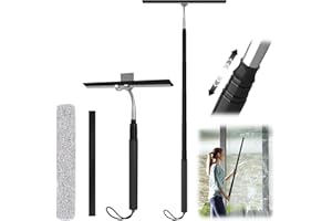 Shower Squeegee with Long Handle, 2 in 1 Window Squeegee with Extension Pole for Home, Long Handle Squeegee for Shower Glass 