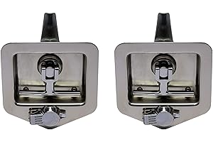 TCH Hardware 2 Pack Stainless Steel T-Handle Cam Latch with Mounting Studs & Lock Dust Cover - Folding T Handle Latch RV Camper Truck Trailer Toolbox