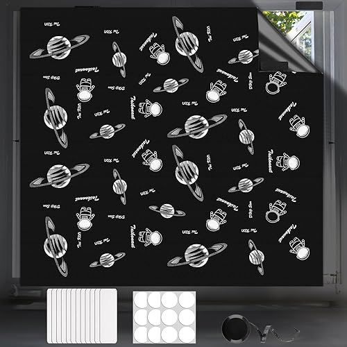 Blackout Blinds Stick On, 100% Blackout Material with 30pcs Sticky Pads, Easy Fits Temporary Window Blinds for Kids Bedroom, Nursery, Loft, Caravan