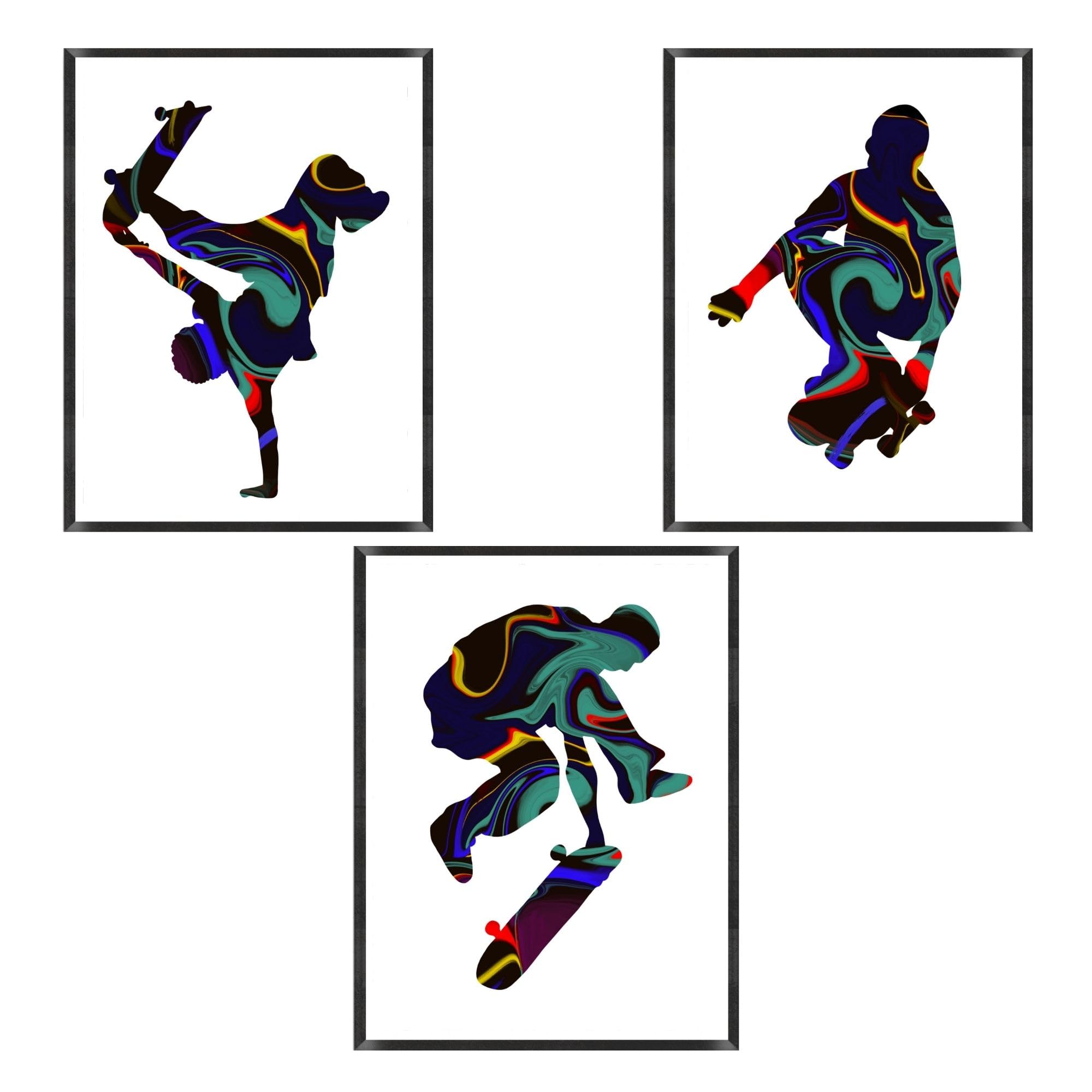 Set of three skateboarding prints | A5, A4, A3 and A2 | Skateboard wall art | Skateboarding boys bedroom | Personalised boys bedroom prints (A5)