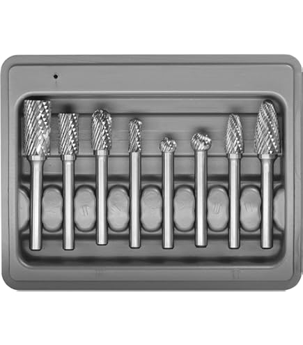 Double Cut Carbide Burr Set ¼in 8PCS - Tungsten Carbide Die Grinder Bits Rotary Rasp Versatile Rotary Tool Bits Durable I4275778426