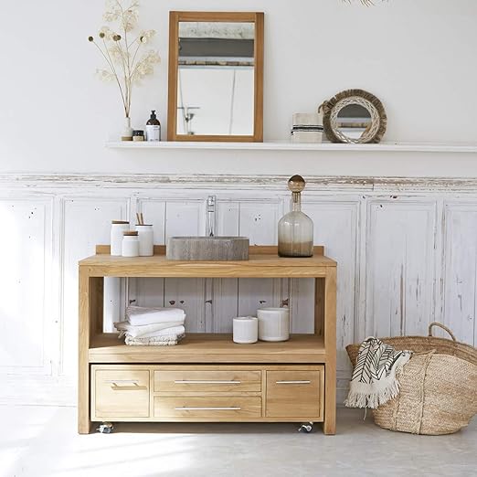 Muebles de madera maciza de teca lavabo para lavabo 1 natural baño