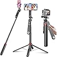 Huryfox Selfie Stick Phone Tripod - 71 inch Tall Cell Phone Holder with Detachable Wireless Remote, Phone Stand for Recording, Video and Picture, Compatible with iPhone, Android Phone, Camera & Gopro
