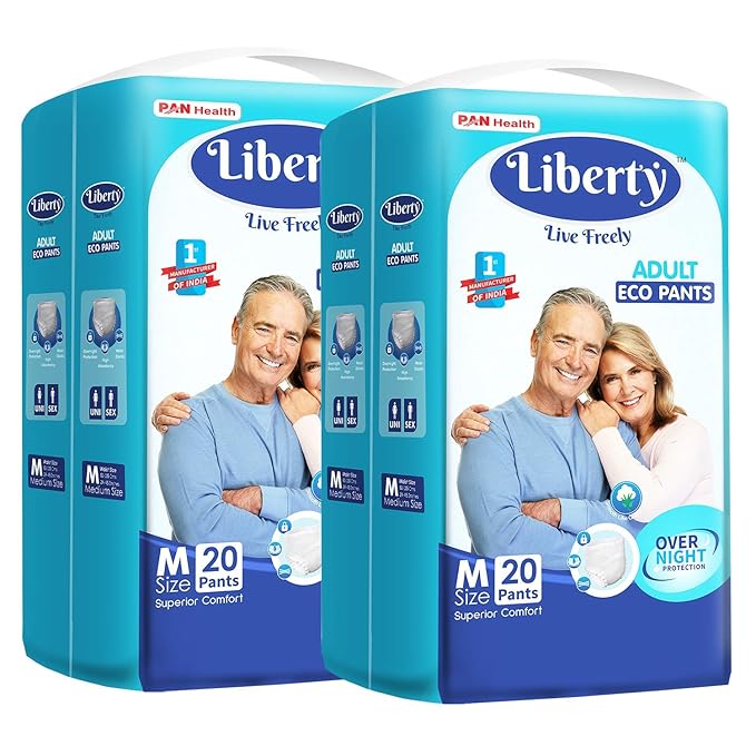 Liberty Eco Adult Diaper Pants Unisex, Medium 2x20 Pcs, Waist Size (61