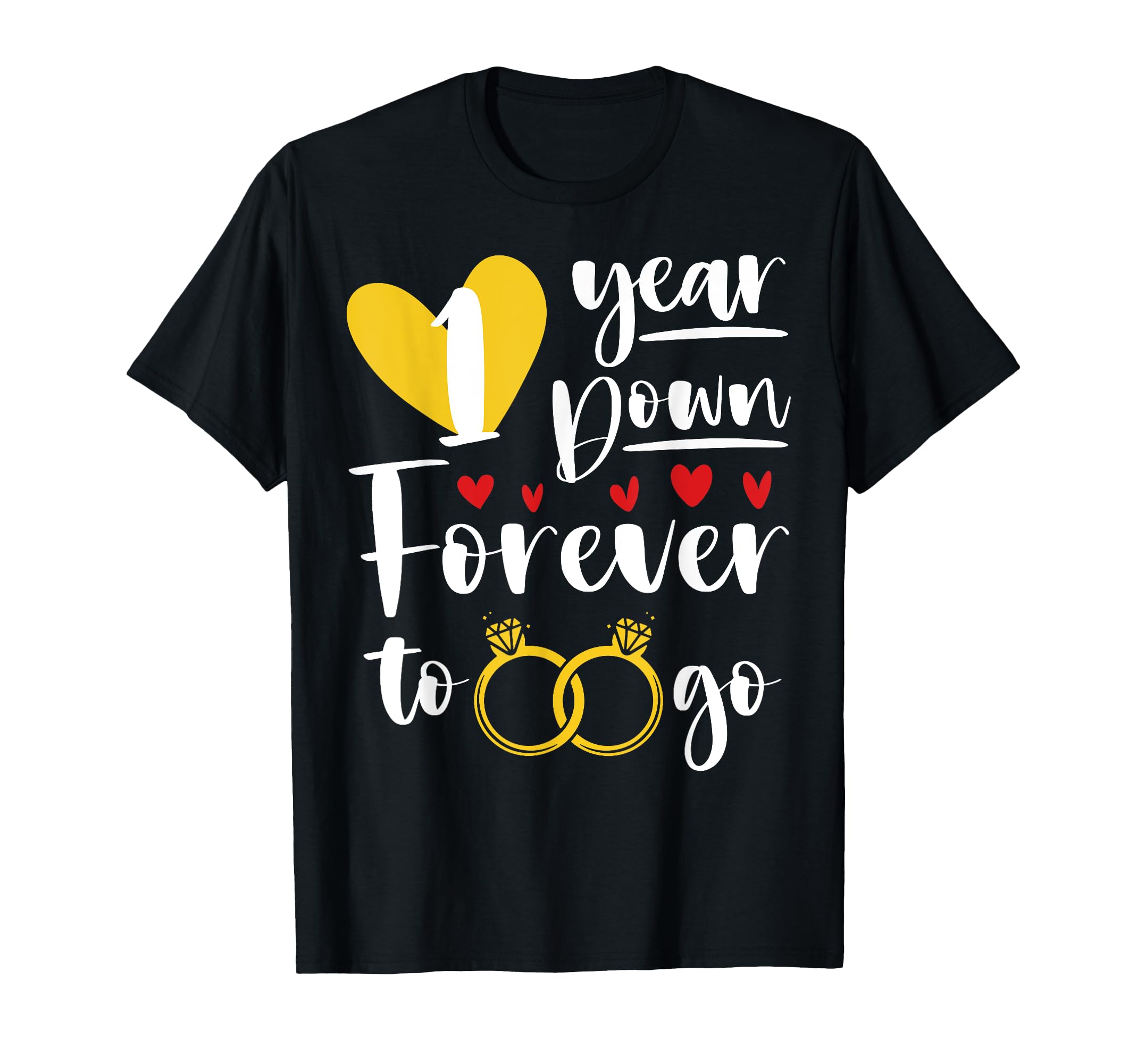 Photo 1 of 1 Year Down Forever to Go Of 1st Wedding Anniversary Couple T-Shirt RED