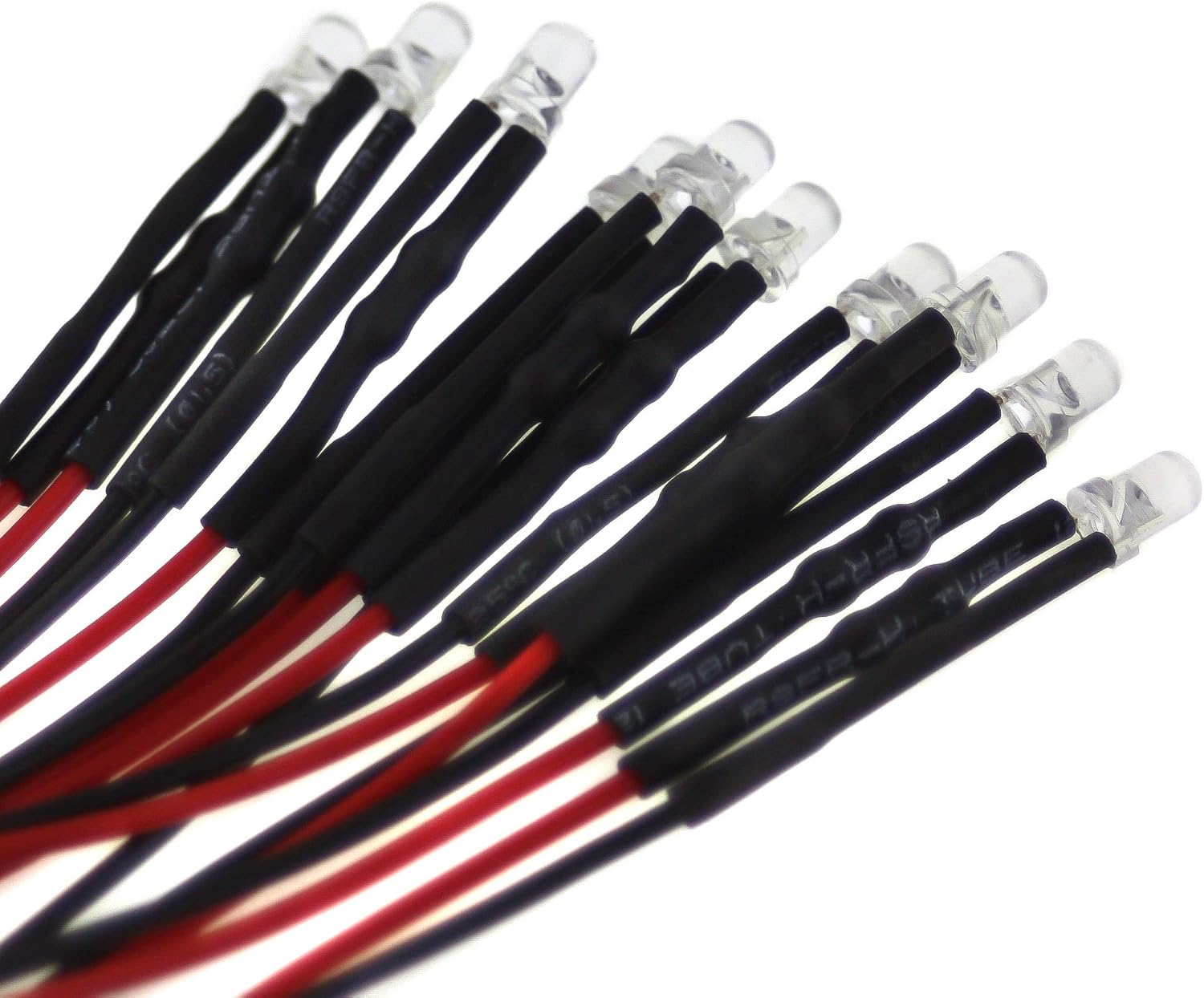 10 x 3 mm LED, 24 V, Connection Cable and Built-in Resistor, Warm White