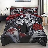 Pamnest Comforter Set Queen Size, Love Soft 3 Pcs Bedding for Adults, Vintage Flower Rose Comforter Set with Pillowcase, for Bedroom Bed Decor