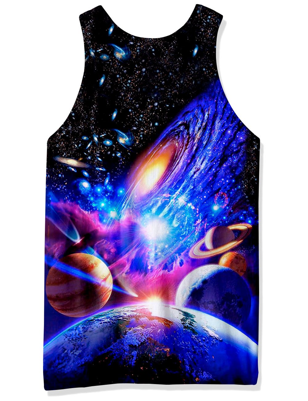 Chicolife 3D Galaxy Print Lustige Muster Realistische Underwaist Gym Tank Tops für Herren Klein