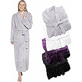 Silver Lilly Premium Womens Robe with Shawl Collar, Plush Bath Robe for Women, Fluffy, Warm, Fleece Women's Bathrobe