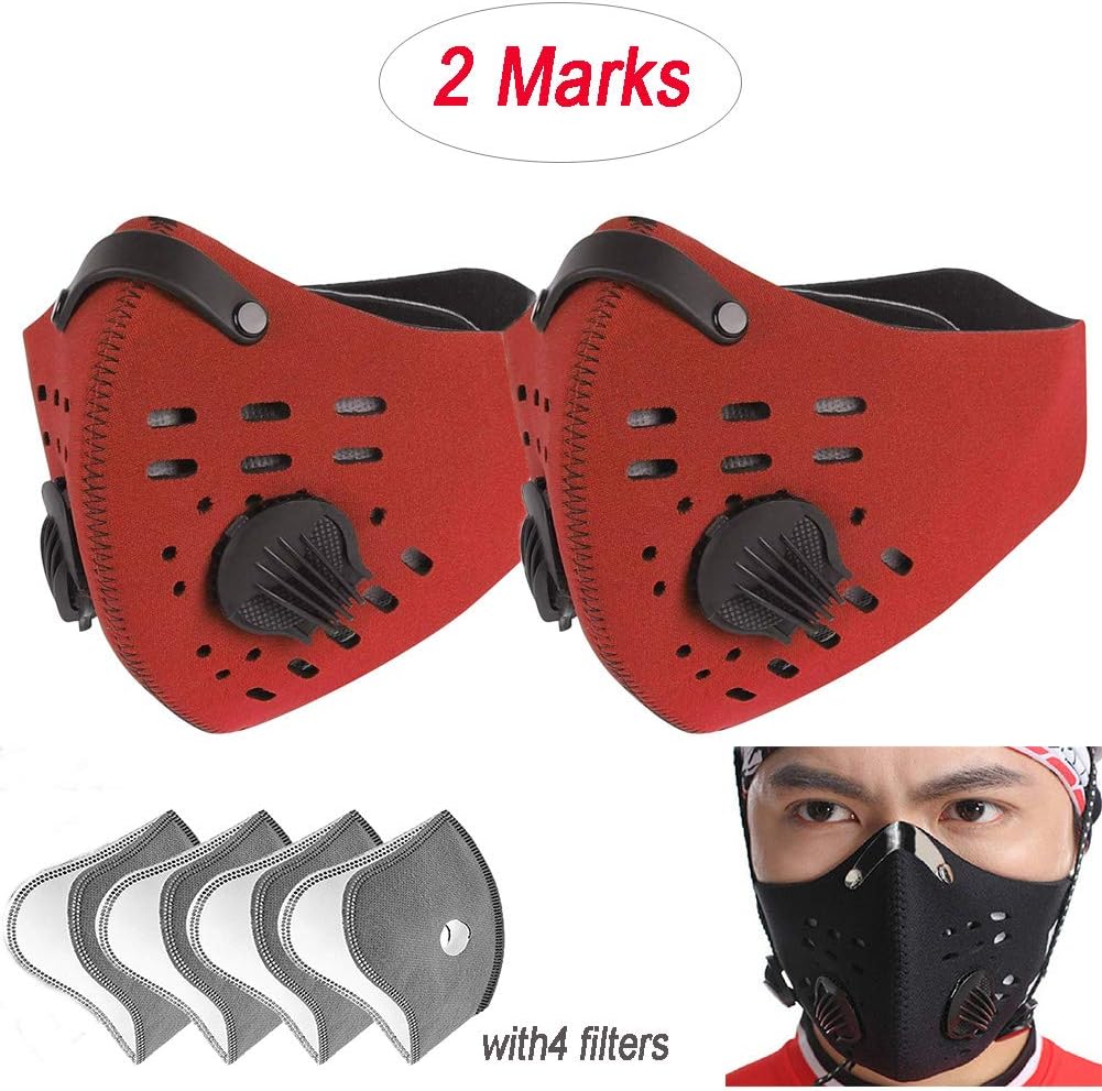 jialixing Dust Face Maskï¼ŒAnti Air Pollution Smoke Mask - Washable Reusable Activated Carbon Masks with Replaceable Filters Breathing Valve Sports Mask Filtration PM2.5, Pollution, Pollen, Smoke etc.