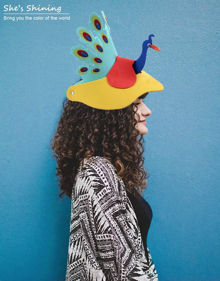 She's Shining Funny Cute Unisex Adult Kids Animal Cosplay Peacock Hat Fancy Dress Costume Carnival Party Accessories - Image 4