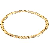 Barzel 18K Gold Plated Curb Link Anklet For Women, 10 Inches - Made In Brazil