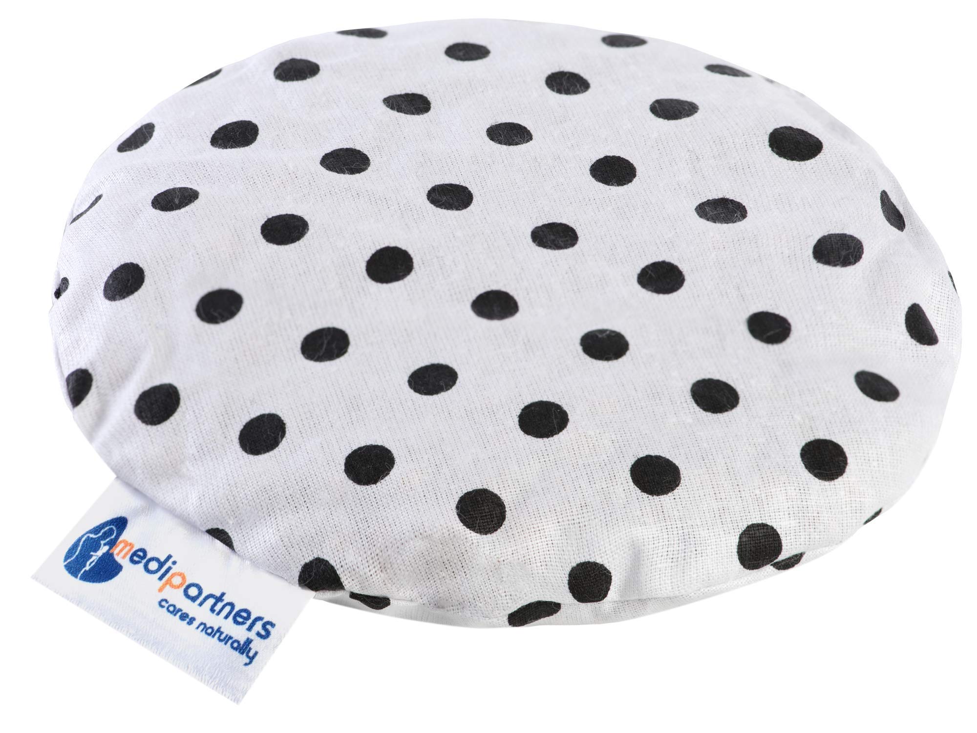 Medi Partners Cherry Stone Cushion Heat Pillow for Babies 180g Round 15cm Eco Natural 100% Cotton Heat and Cold Therapy Massage Therapy (Dots)