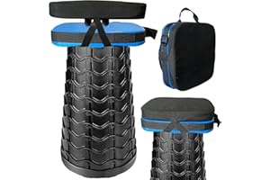Outward Gear Portable Collapsible Stool Set - Heavy Duty Square Foldable Stool + Thick Seat Cushion - 550lbs Load Capacity for Camping Travel Picnic Gardening (Blue/Black)