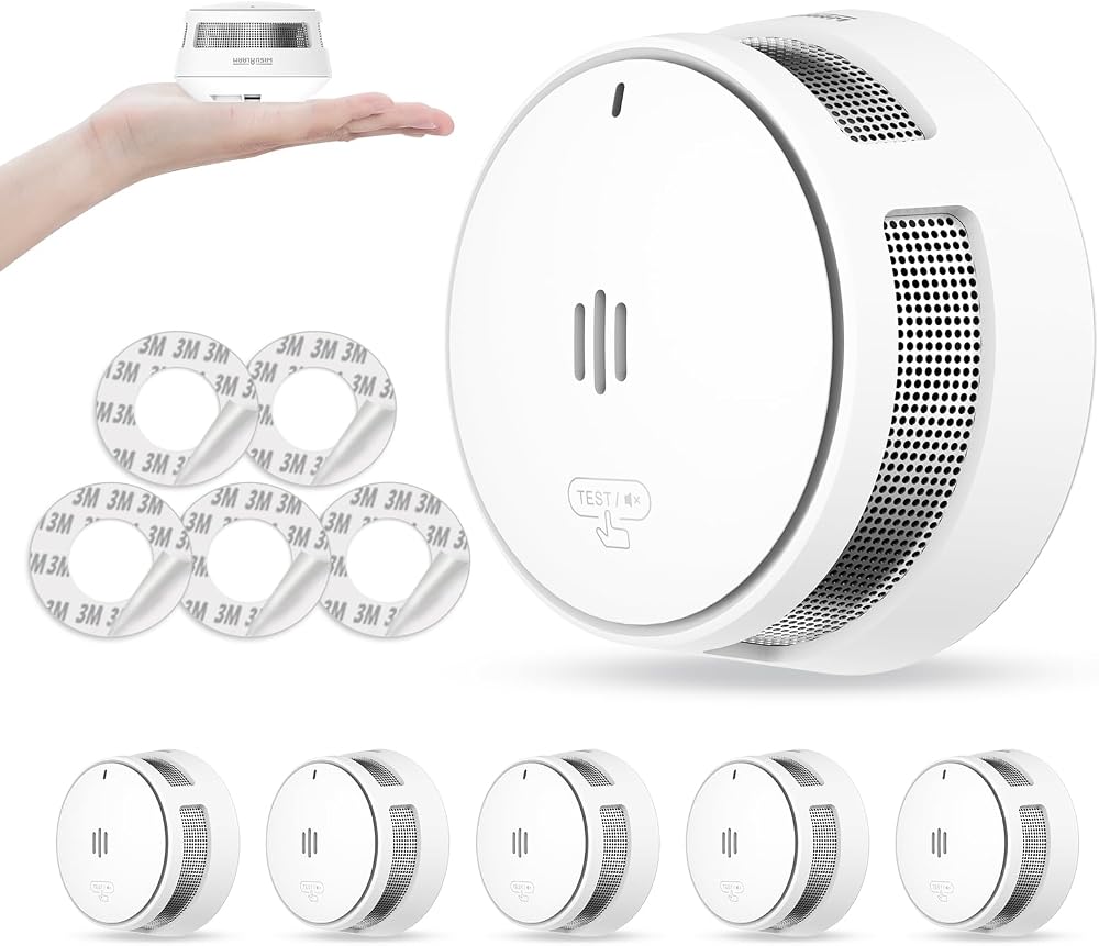 WISUALARM Smoke Alarm 10 Year Battery EN14604 UKCA 5 Pack Mute Remote