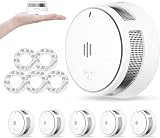 WISUALARM Smoke Alarm 10 Year Battery EN14604 UKCA 5 Pack Mute Remote