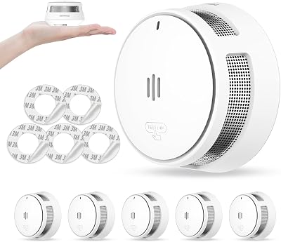 WISUALARM Smoke Alarm 10 Year Battery EN14604 UKCA 5 Pack Mute Remote