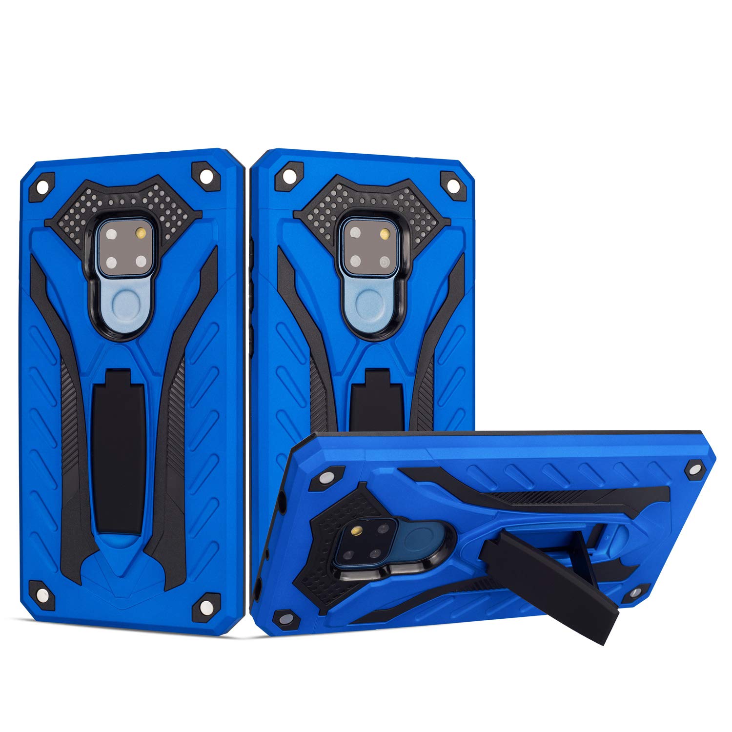 COOVY® Cover for Huawei Mate 20 case, double layer plastic + TPU silicone, extra strong, anti-shock, stand function | Color blau