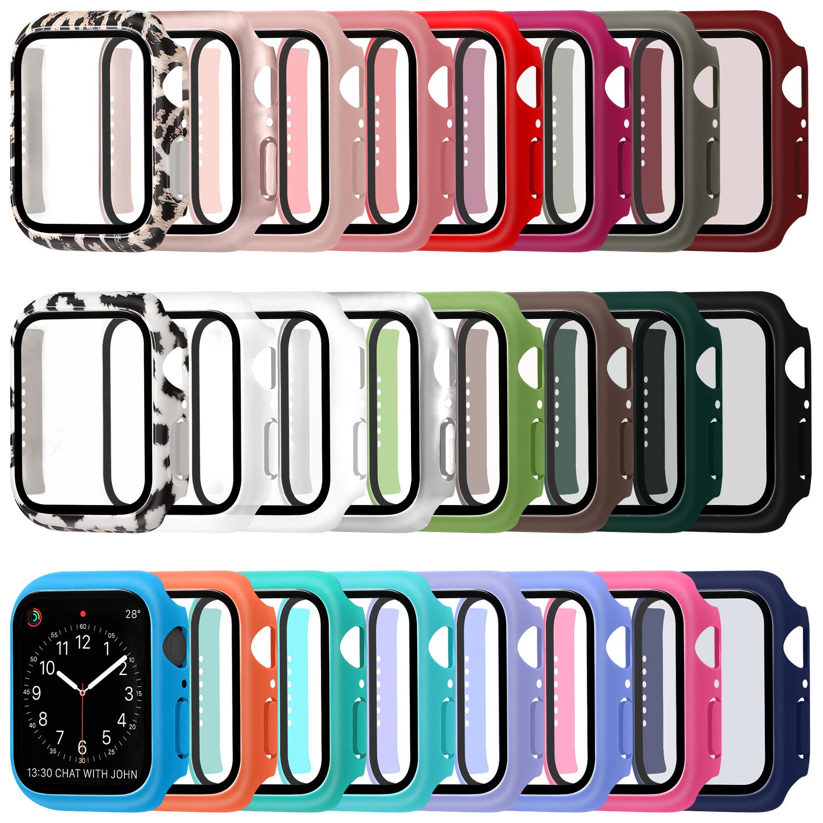 Photo 1 of Sieral 24 Pcs Smart Watch Screen Protector Watch Bumper Case Hard Pc Case with Tempered Glass Screen Protective Cover Compatible with Iwatch for Men Women, Assorted Colors (38mm)